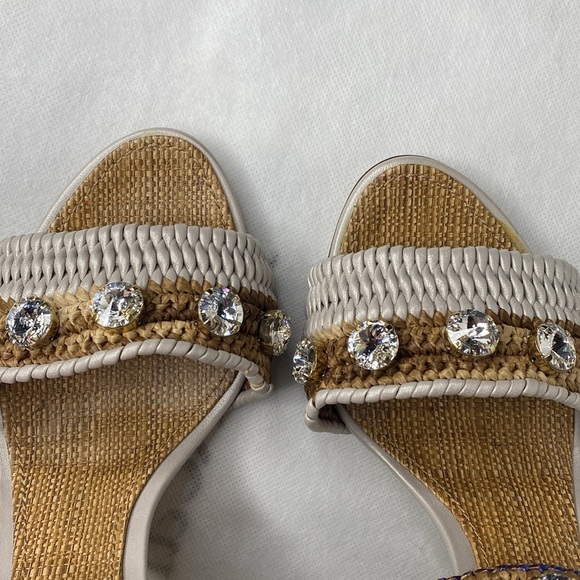 DOLCE & GABBANA‎ Keira Raffia Fringe & Crystal Embellished Sandal In Multi IT40 - Picture 6 of 9